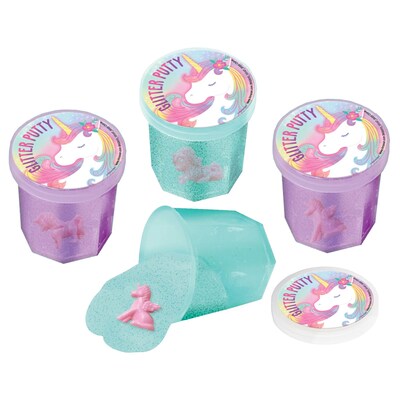 Party City Glitter Unicorn Putty with Toy, Assorted Colors, 12/Pack (AM3902410-NS)