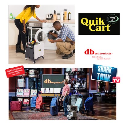 Dbest Quik Cart Swing Lid Four Swivel Wheeled Rolling Crate Teacher Utility with Seat, Black/Grey (01-910)