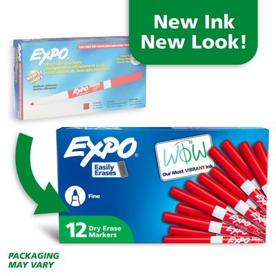Expo Dry Erase Markers, Fine Tip, Red, 12/Pack (86002)