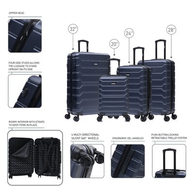 InUSA Trend 4-Piece Hardside Spinner Luggage Set, TSA Checkpoint Friendly, Blue (IUTRESMLXL-BLU)
