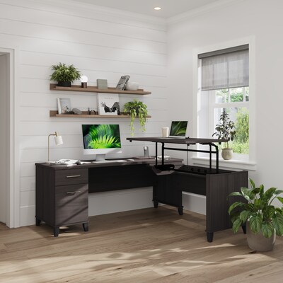 Bush Furniture Somerset 72"W 3 Position Sit to Stand L Shaped Desk, Storm Gray (SET014SG)