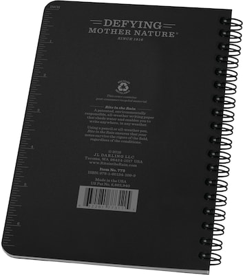 Rite in the Rain All-Weather Pocket Notebook, 4.88" x 7", Universal Ruled, 32 Sheets, Black (773)