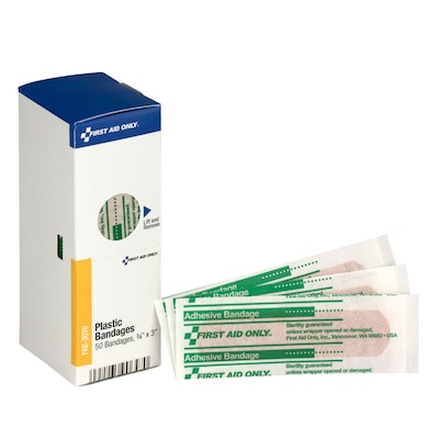 SmartCompliance 0.75" x 3" Plastic Adhesive Bandages, 50/Box (FAE-3070)