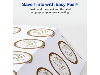 Avery Easy Peel Laser/Inkjet Round Labels, 2" Dia, White with Metallic Gold Borders, 120 Labels/Pack (22876)