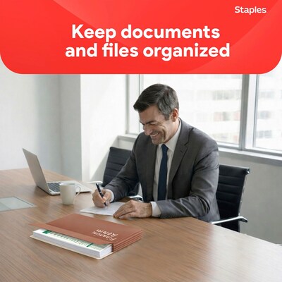 Staples Expanding File Pockets, Letter Size, 1.75-Inch Expansion, Durable Brown Gusseted Folders – 25/Pack