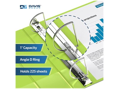 Davis Group Premium Economy 1" 3-Ring Non-View Binders, D-Ring, Lime Green, 6/Pack (2301-24-06)