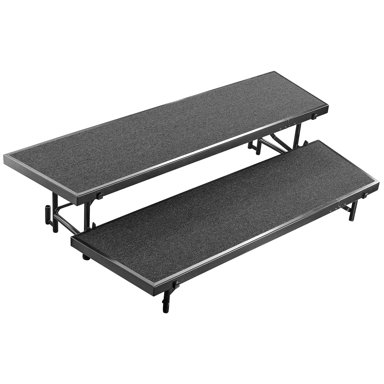 NPS 2 Level Tapered Standing Choral Riser, 36W x 60”-66”L x 16H, Black Carpet (RT2LC10)