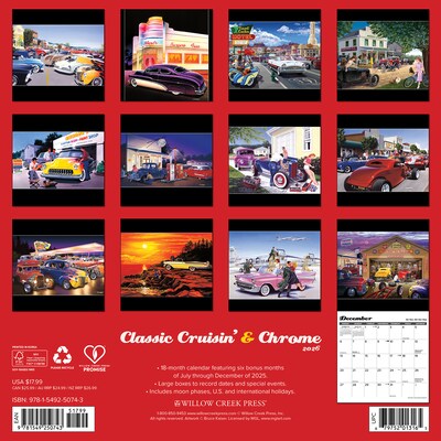 2026 Willow Creek Classic Cruisin & Chrome 12 x 12 Monthly Wall Calendar (50743)