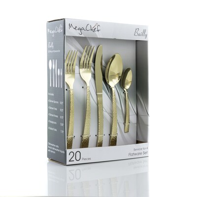 MegaChef Baily 937112453M Stainless Steel Flatware Set, 20 Piece (937112453M)
