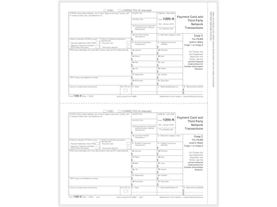 ComplyRight 2022 1099-K Tax Form, 2-Part, 2-Up, Copy C, 100/Pack (5327)