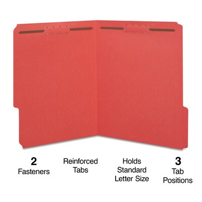 Staples® Reinforced Classification Folder, 2 Expansion, Letter Size, Red, 50/Box (ST18345-CC)