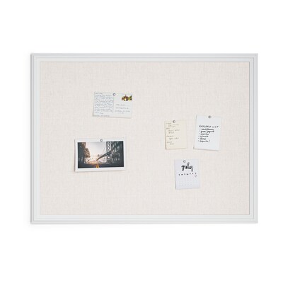 U Brands Cork Linen Bulletin Board, White Decor Frame, 40" x 30" (2917U00-01)