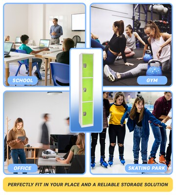 AdirOffice 72'' 3-Tier Green Storage Locker (629-203-GRN)