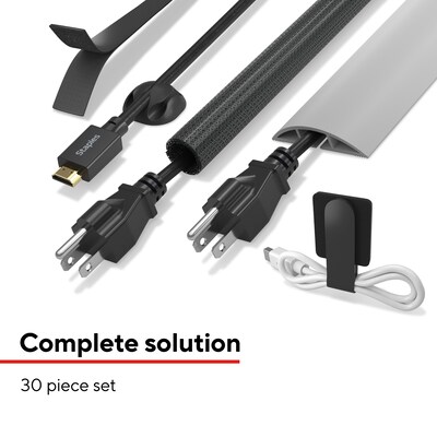 Staples TECH Cable Management Kit, Assorted Colors, 30/Pack (ST62395)
