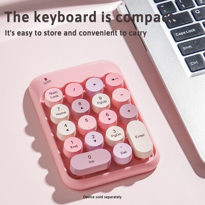 SaharaCase Retro Numeric Keypad Wireless Ergonomic Number Pad, Pink (KB45)