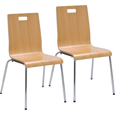Lorell Bentwood Cafe Chair, Steel Frame, Natural, 2/Carton (LLR99864)