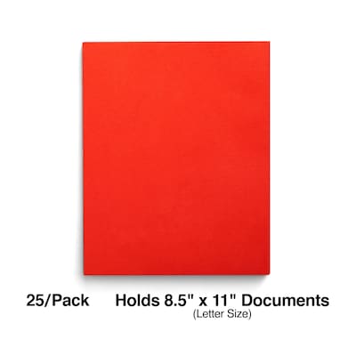 Staples Smooth 2-Pocket Paper Folder with Fasteners, Orange, 25/Box (50775/27543-CC)