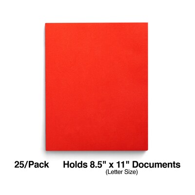 Staples Smooth 2-Pocket Paper Folder with Fasteners, Orange, 25/Box (50775/27543-CC)