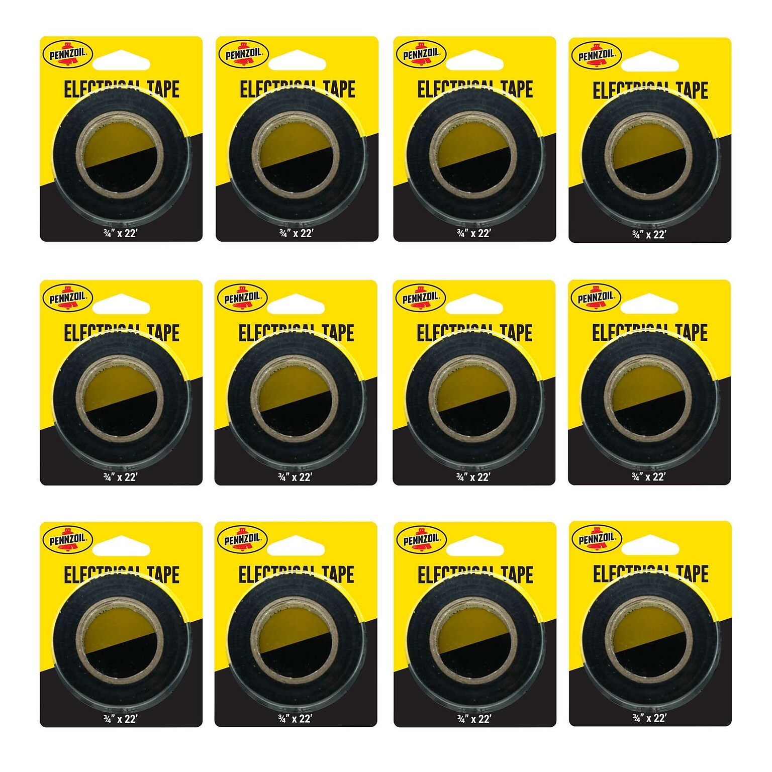Pennzoil Electrical Tape, 0.75 x 22, Black, 12 Rolls/Pack, 12 Packs/Carton (14701)