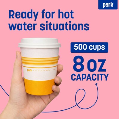 Perk™ Paper Hot Cup, 8 Oz., White/Yellow, 500/Carton (PK45592CT)