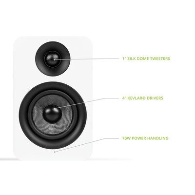 Kanto YU Passive 4" Speakers with 1" Silk Dome Tweeter and 4" Kevlar Woofer, White, Pair (YUP4W)