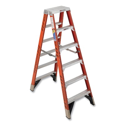 Werner 6 Fiberglass Twin Step Ladder, 375 lbs. Capacity (T7404)
