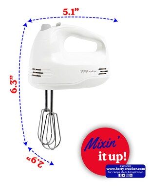 Betty Crocker 5-Speed Hand Mixer, White (BC-4203WT)