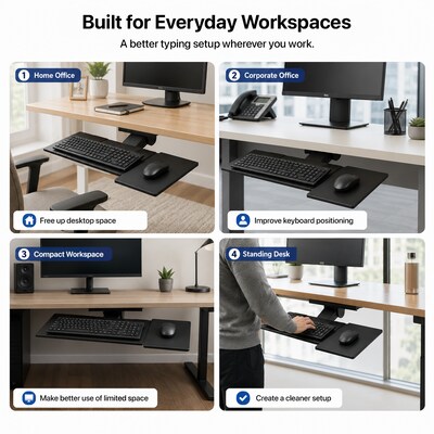 Uncaged Ergonomics Under Desk Keyboard Tray, Black (KT1)