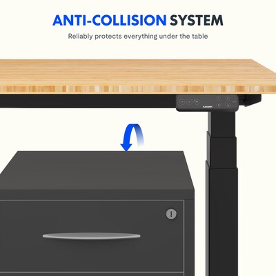 FlexiSpot E7 Commercial 48''W Electric Adjustable Standing Desk, Bamboo/Black (E7BCOM4824-LBZB)