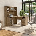 Bush Furniture Cabot 60W L Shaped Computer Desk with Hutch and Storage, Reclaimed Pine (CAB001RCP)