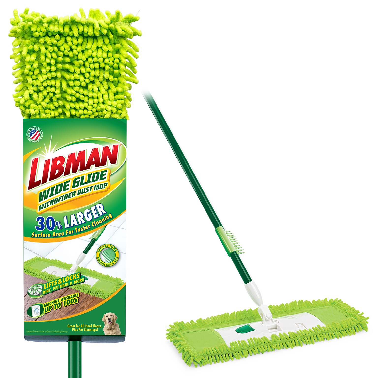Libman Commercial Microfiber Fingers Dust Mop, Yellow & Green, 6/Carton (195)