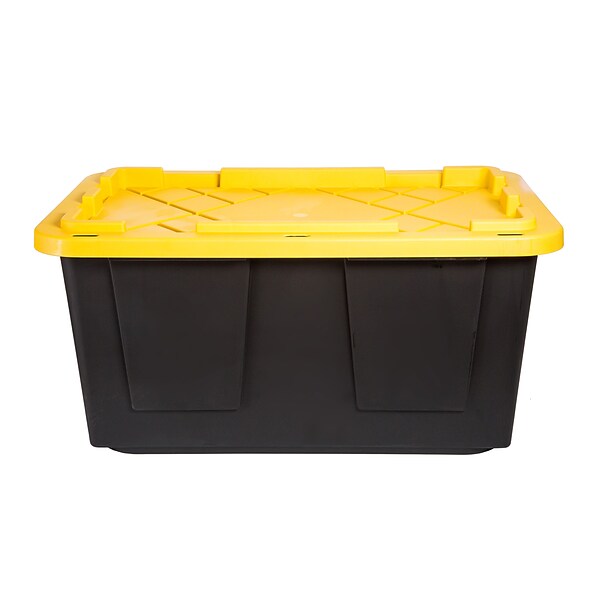 Greenmade 108 Qt. Storage Bin with Snap Lid, Plastic, Black/Yellow