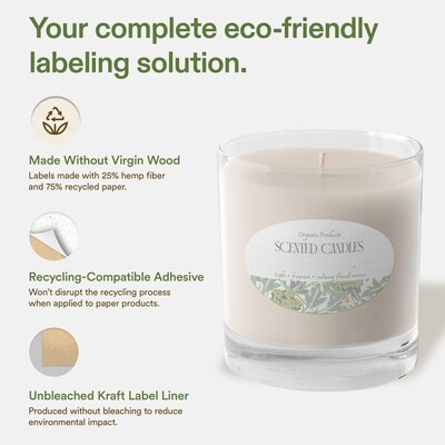 Avery Hemp Oval Laser/Inkjet Multipurpose Labels, 2" x 3-1/3", Off-White (320/Box)