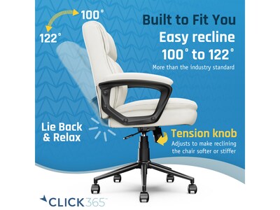 Click365 Transform 2.0 Ergonomic Bonded Leather Swivel Desk Chair, White (CCHR10007C)