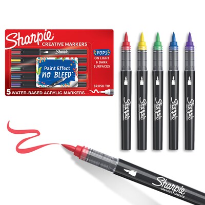 Sharpie Water-Based Creative Markers, Brush Point, Assorted Colors, 5/Pack (2196904)