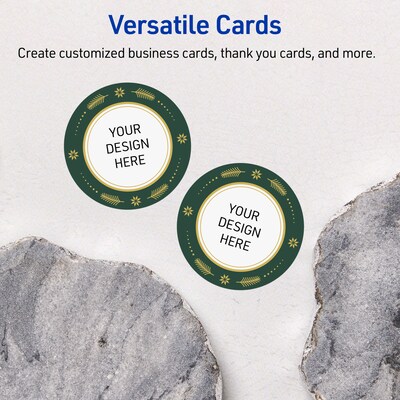 Avery Gold-Green Border Matte Blank Card, White, 120/Pack (S00-FDK)