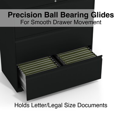 Quill Brand® HL8000 Commercial 3-Drawer Lateral File Cabinet, Locking, Letter/Legal, Black, 36"W (23199D)