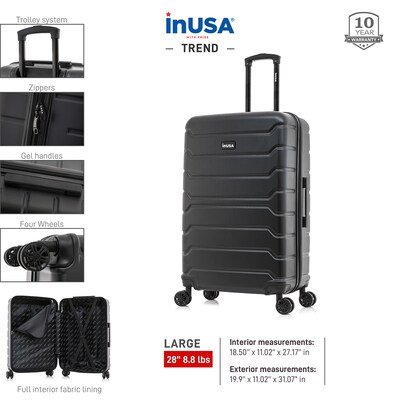 InUSA Trend 28" Hardside Suitcase, 4-Wheeled Spinner, Black (IUTRE00L-BLK)