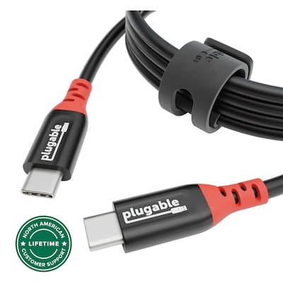 Plugable 6.5 ft. USB-C to USB-C Charging Cable, Male to Male, Black (USBC-CC2M)