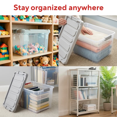 Staples 20 Qt. Latch Lid Storage Bin, Clear (270018/250296)