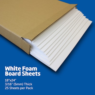 Flipside Foam Board, 18 x 24, White, 5/Carton (FLP182405)