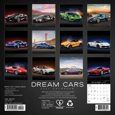 2027 Willow Creek Dream Cars 7 x 7 Monthly Wall Calendar (64016)
