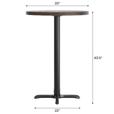 Flash Furniture Bennett 30" Round Wooden Commercial Indoor Table, Dark Brown Top/Black Base (GSFRD30DBT2222B)