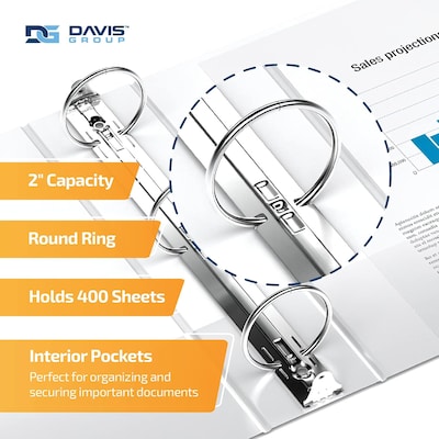 Davis Group QuickFit Heavy Duty 2 3-Ring Standard Binders, White, 4/Pack (97130-04)