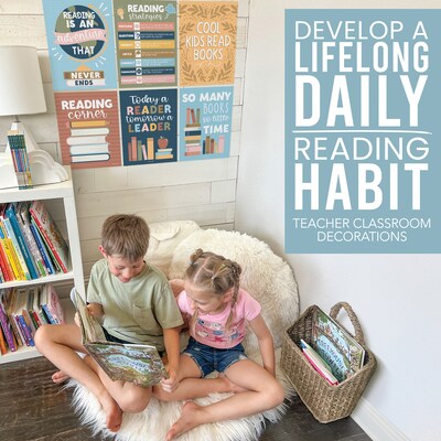 Hadley Designs 11" x 14" Colorful Pastel Reading Posters For Classroom Library Decor, 6/Set (HDDX004A2JPF1)