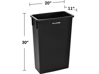 Alpine Industries Plastic Trash Can and Dolly, 69 Gallon, Black, 3/Pack (ALP477-BLK-3PKD)