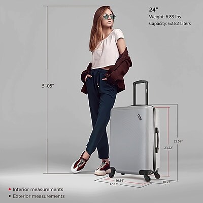 DUKAP Discovery 24" Hardside Suitcase, 4-Wheeled Spinner, TSA Checkpoint Friendly, Silver (DKDIS00M-SIL)