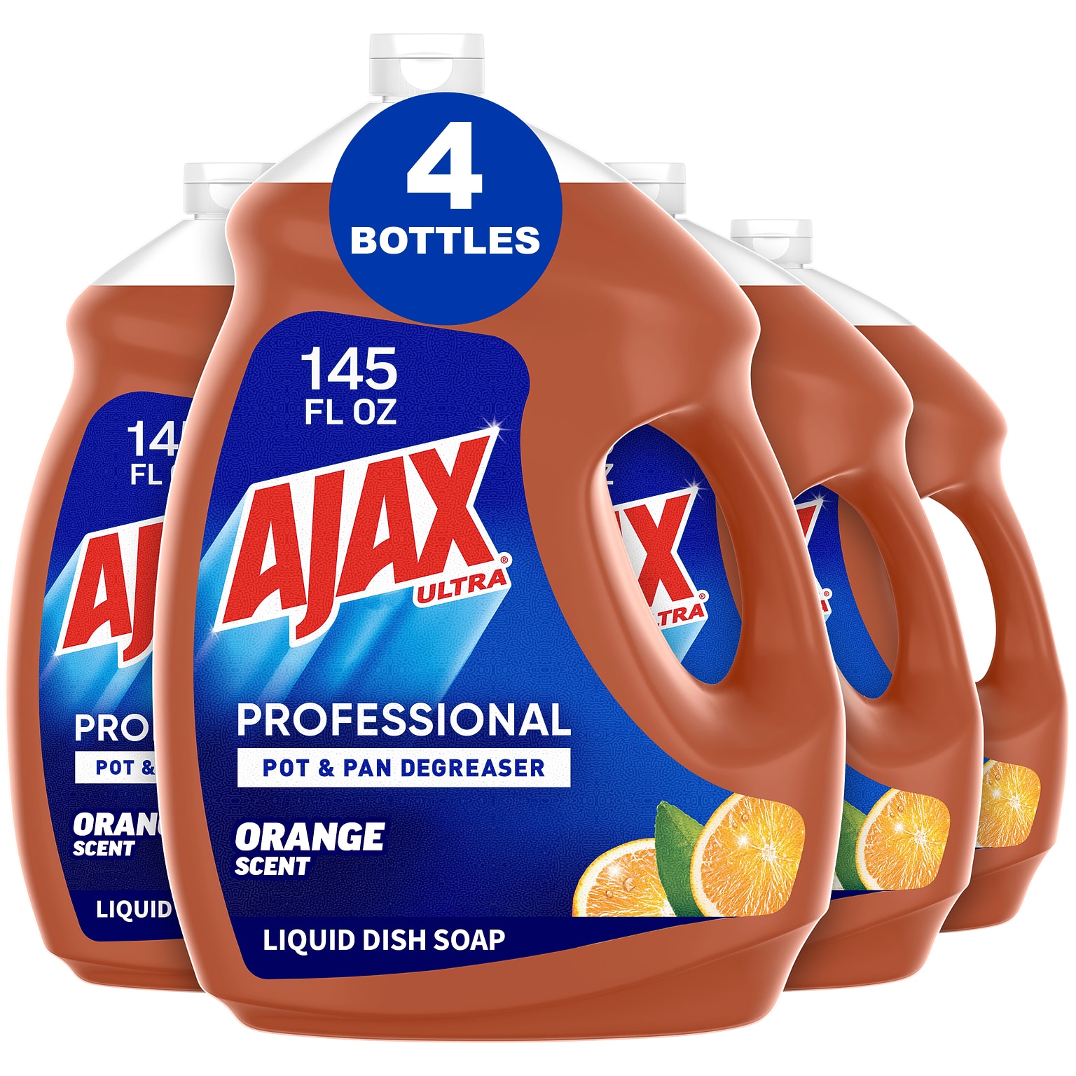 Ajax Ultra Professional Pot & Pan Degreaser Dish Liquid, Orange Scent - 145 Fl. Oz., 4 Ct. (61034313CT)