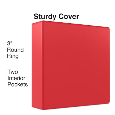 Staples® Standard 3" 3 Ring Non View Binder, Red (26589)