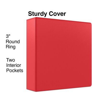 Staples® Standard 3" 3 Ring Non View Binder, Red (26589)